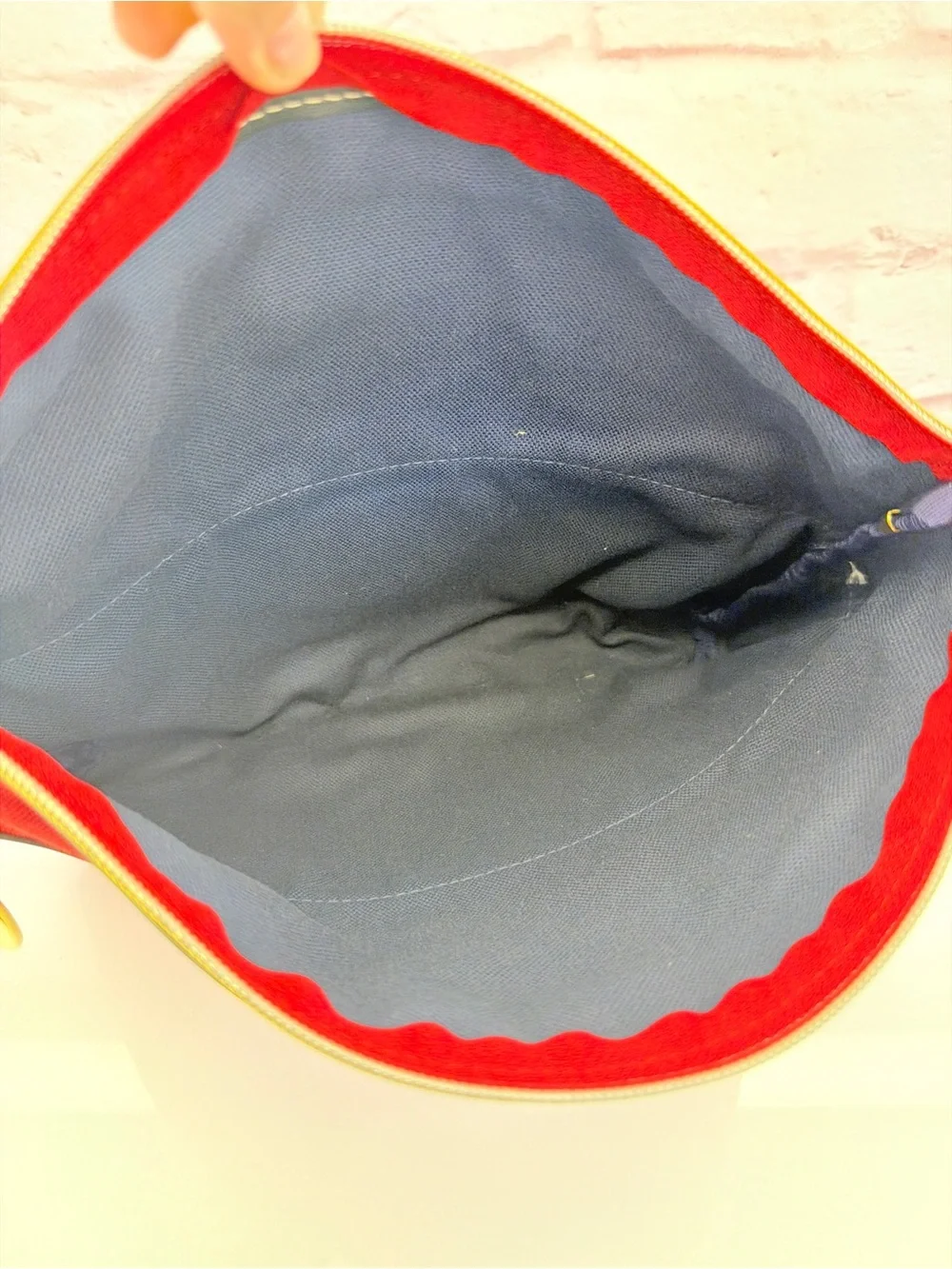 Loewe Red Cosmetic Pouch with Gold Emblem